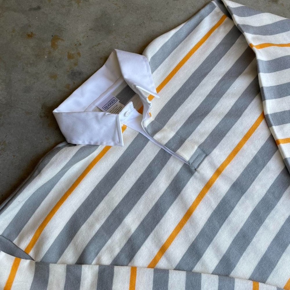 White & Yellow Rugger Long Sleeve Polo
